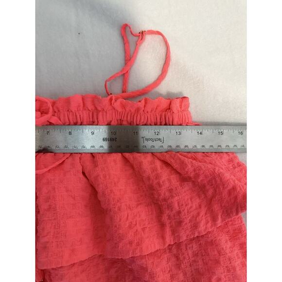 Lily Pulitzer Mays Tank Top Sz S Ruffled Coral Neon Beach Resort Summer Coastal - Picture 6 of 7